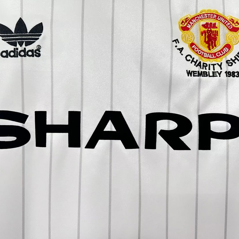 1983 Man Utd Away White Retro Soccer Jersey