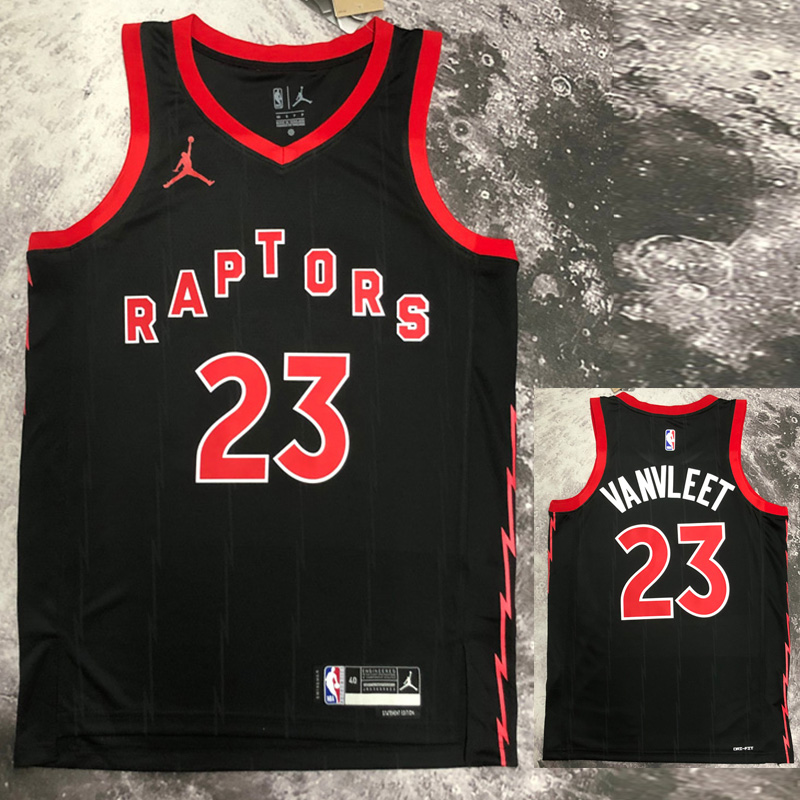 22-23 RAPTORS VANVLEET #23 Black red Top Qualit...