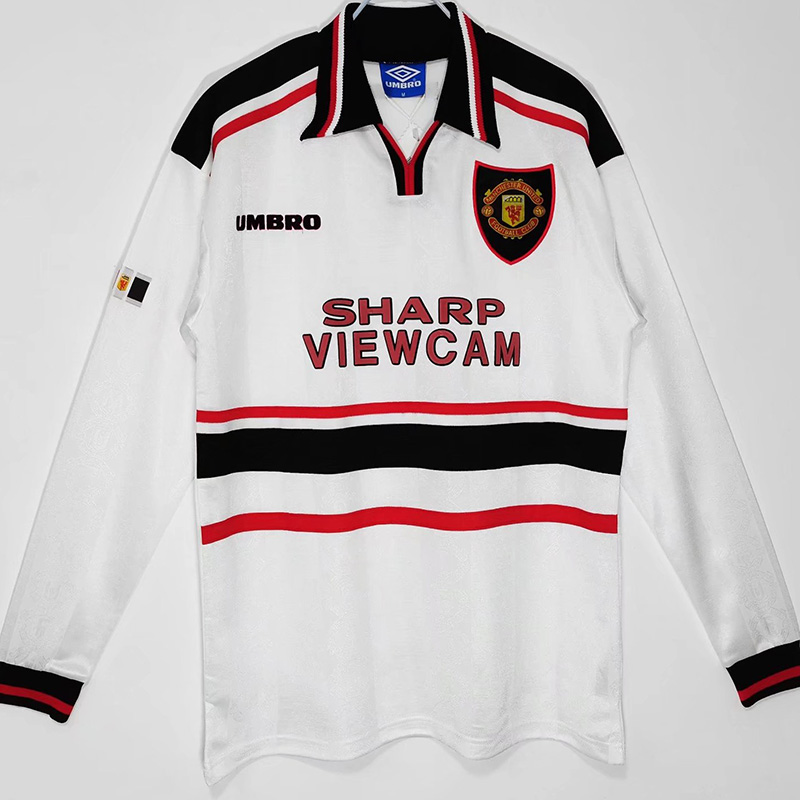 1998-1999 Man Utd Away Long Sleeve Retro Soccer...