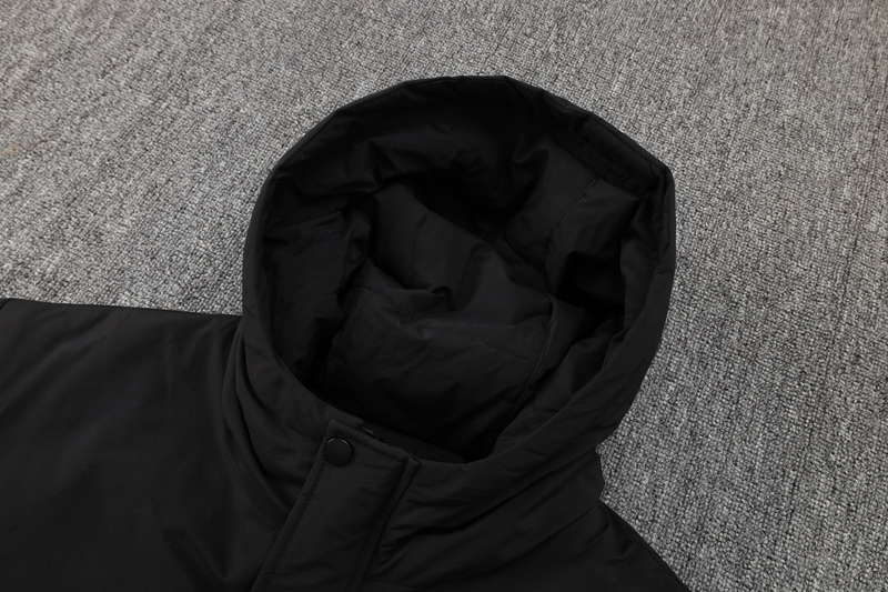 24-25 Napoli Black Hooded Windbreaker Fabric Cotton Coat #G237