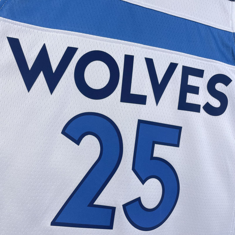 22-23 Timberwolves ROSE #25 White Top Quality H...