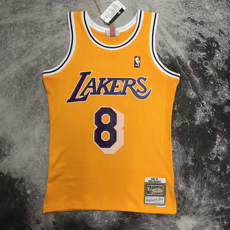 1997 LAKERS BRYANT #8 Yellow Retro Top Quality ...