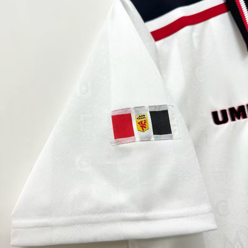 1998 Man Utd Away White Retro Soccer Jersey