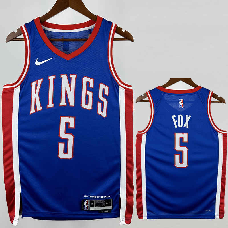 24-25 Kings FOX #5 Blue City Edition Top Quality Hot Pressing NBA Jersey
