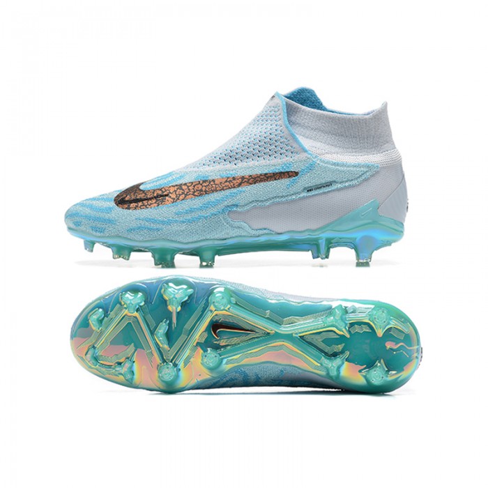 Phantom GX Elite FG High Soccer Shoes-Blue/Gray-5691458