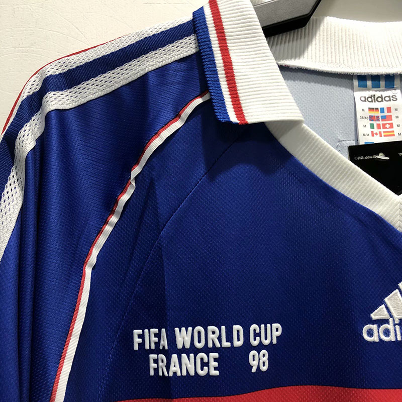 1998 France Home Long Sleeve Retro Soccer Jerse...