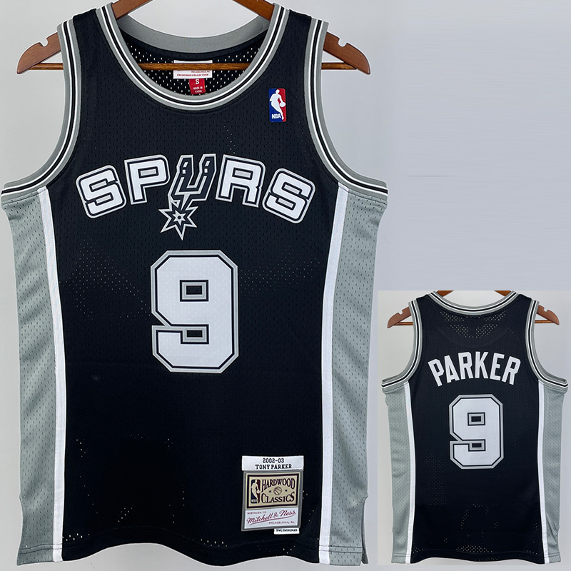 2002-03 SA Spurs PARKER #9 Black Retro Top Qual...