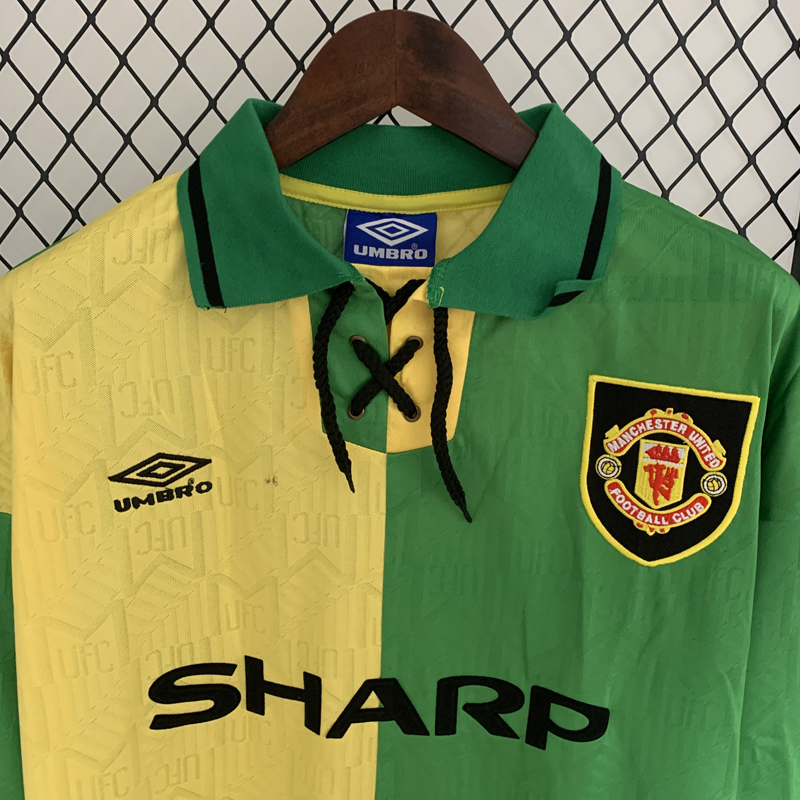 1992 Man Utd Away Long Sleeve Retro Soccer Jers...