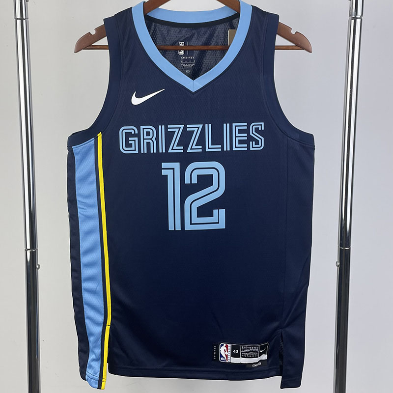 22-23 GRIZZLIES MORANT #12 Dark Blue Top Qualit...
