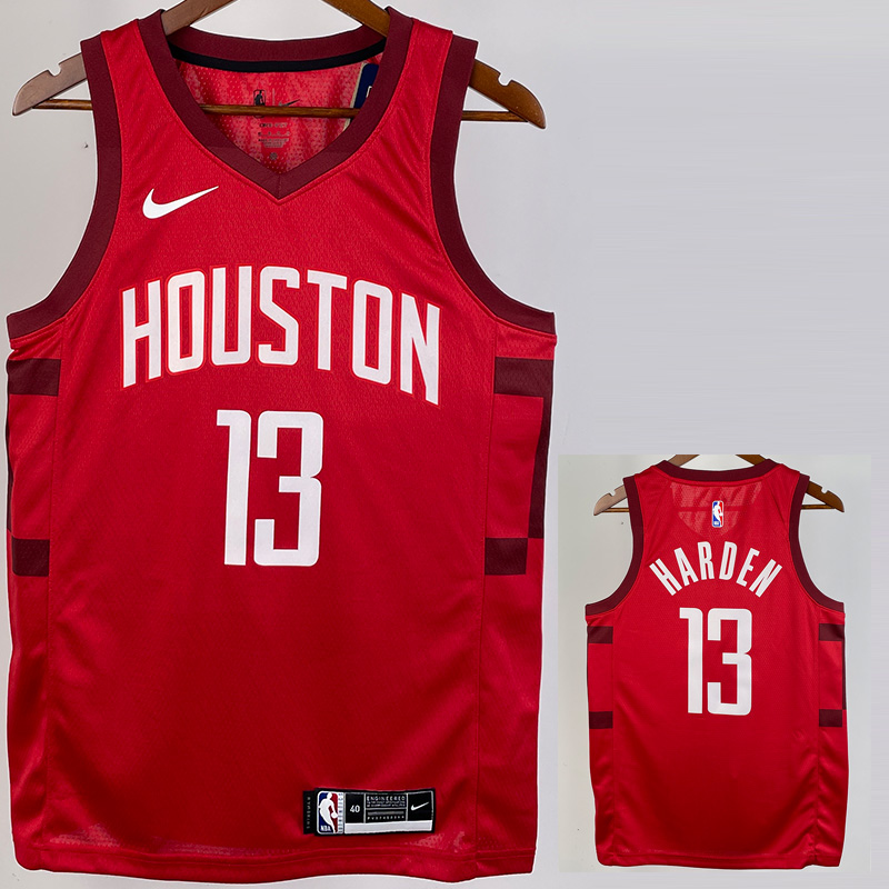 2018-19 ROCKETS HARDEN #13 Red Retro Top Qualit...