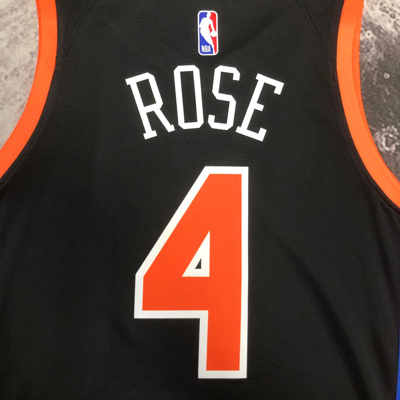 22-23 KNICKS ROSE #4 Black City Edition Top Qua...