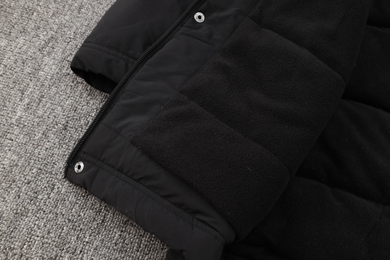 24-25 Marseille Black Hooded Windbreaker Fabric Cotton Coat #G248(橙标)