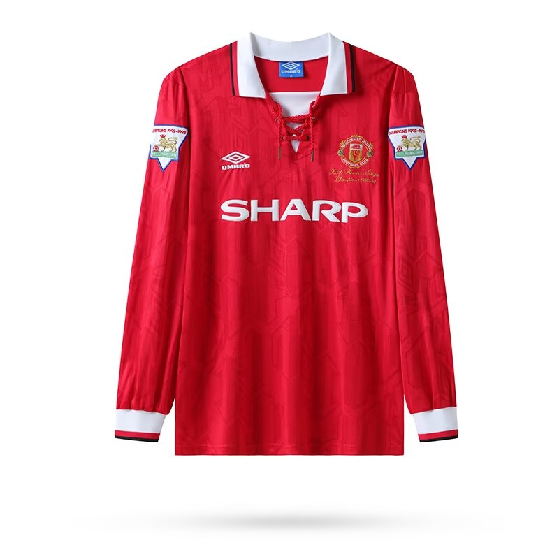 1992/1993 ManUtd  Home Champion Edition Long Sleeve 1:1 Retro Quality Soccer Jersey