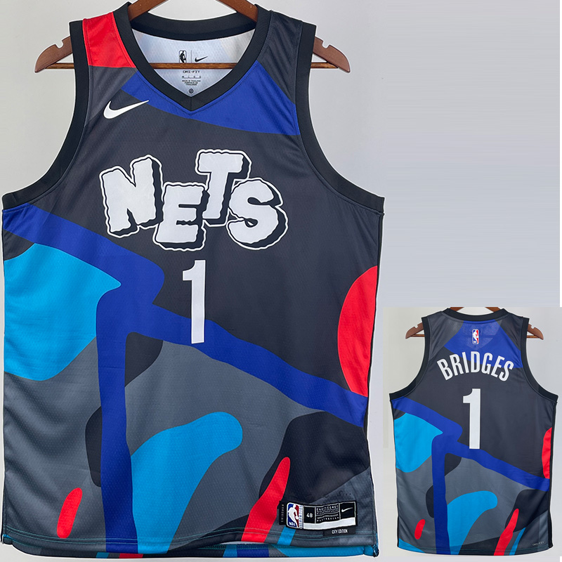 23-24 NETS BRIDGES #1 Blue Black City Edition T...