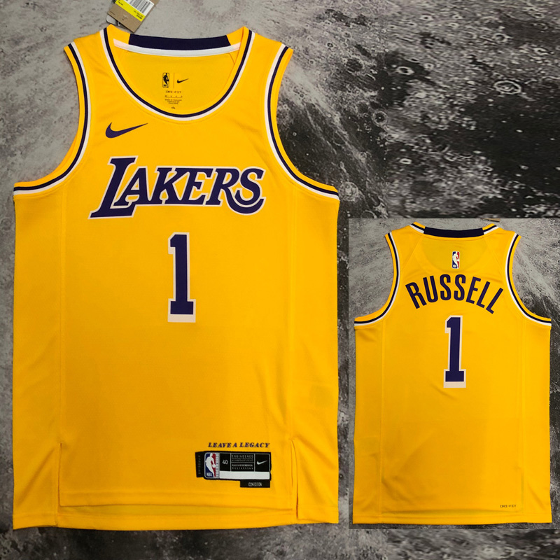 LAKERS RUSSELL #1 Yellow Top Quality Hot Pressi...