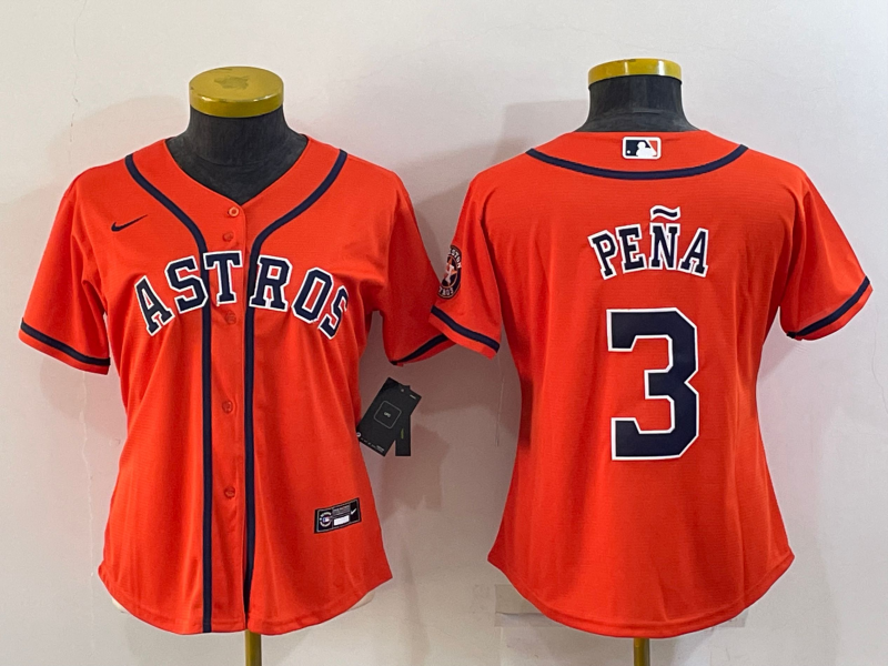 Houston Astros Women's baseball jersey PENA 3 fans edition red