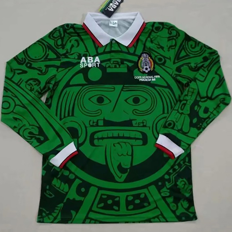 1998 Mexico Home Long Sleeve Retro Soccer Jerse...