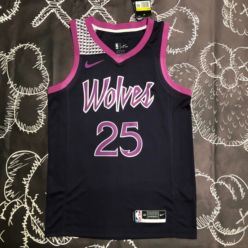 Timberwolves ROSE #25 Purple Black Top Quality ...