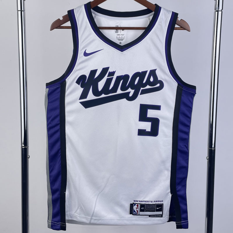 23-24 Kings FOX #5 White Top Quality Hot Pressi...