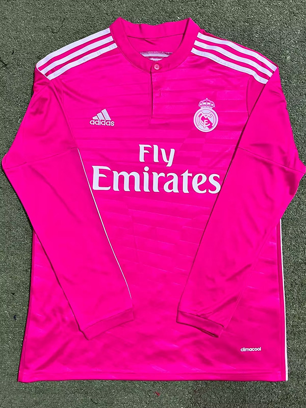 2014-2015 RMA Away Pink Long Sleeve Retro Socce...