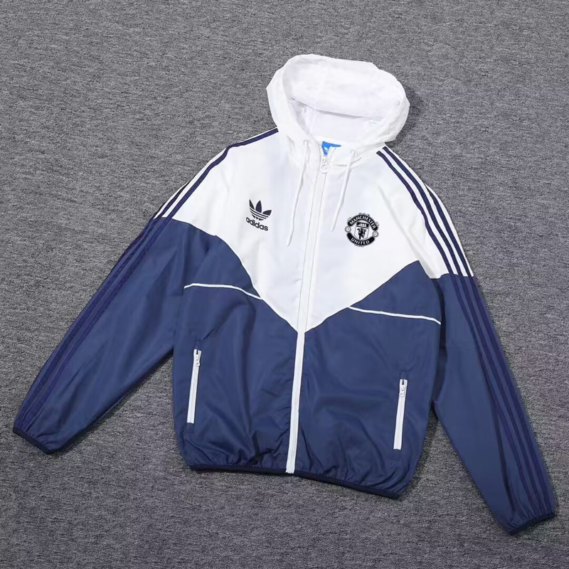 24-25 ManUtd White&Royal Blue Windbreaker