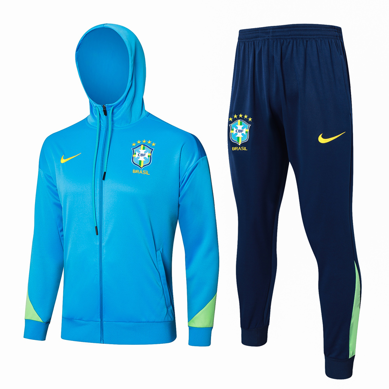 24-25 Brazil Lake blue Hoodie Jacket Tracksuit #F560