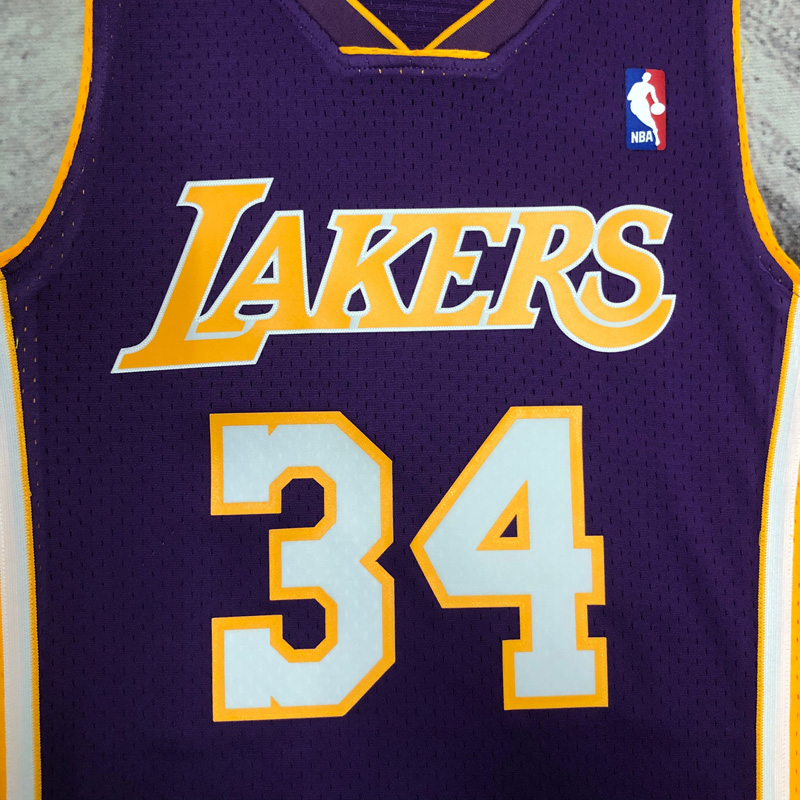 2000 LAKERS O‘NEAL #34 Purple Retro Top Quality...