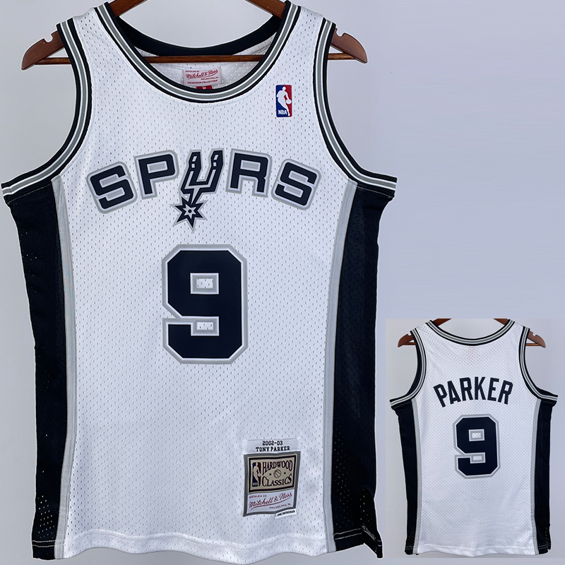 2002-03 SA Spurs PARKER #9 White Retro Top Qual...