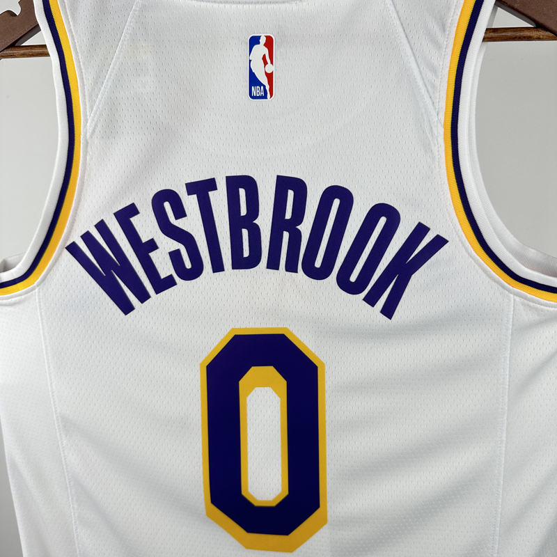 22-23 Lakers WESTBROOK #0 White Top Quality Hot Pressing NBA Jersey(圆领)