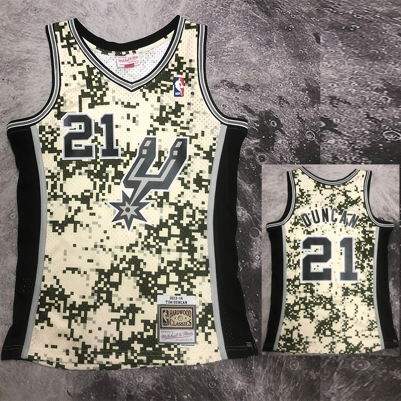 2013-14 SA Spurs DUNCAN #21 Green CamouflageTop...