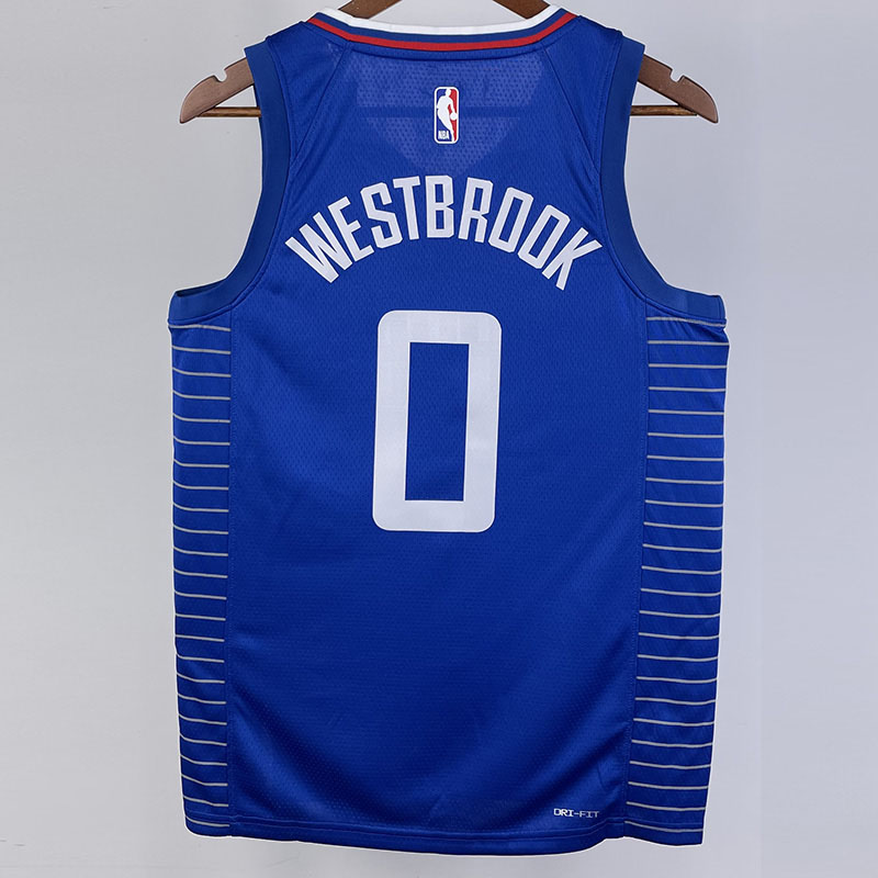 22-23 Clippers WESTBROOK #0 Blue Top Quality Ho...