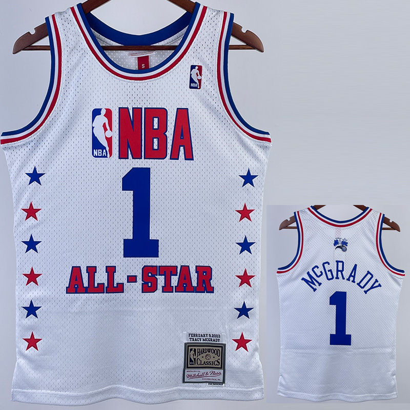 ALL-STAR McGRADY #1 White Top Quality Hot Press...