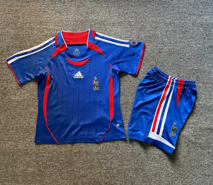 2006 France Home Kids Retro Soccer Jersey