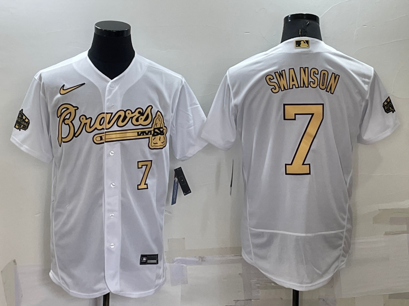 2022 Men's Atlanta Braves SWANSON 7 white MLB Jersey