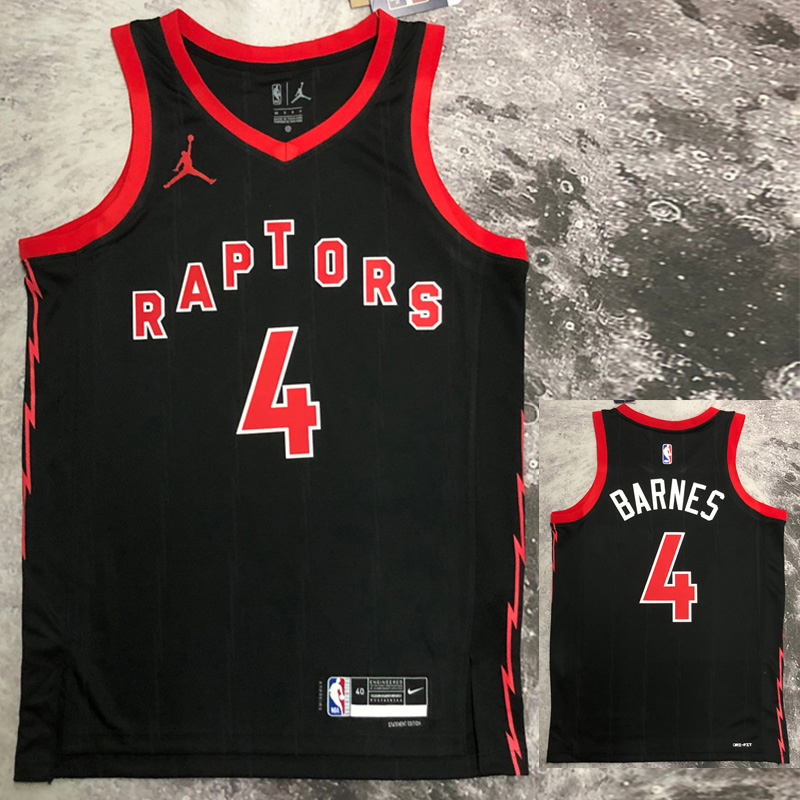 22-23 RAPTORS BARNES #4 Black red Top Quality H...