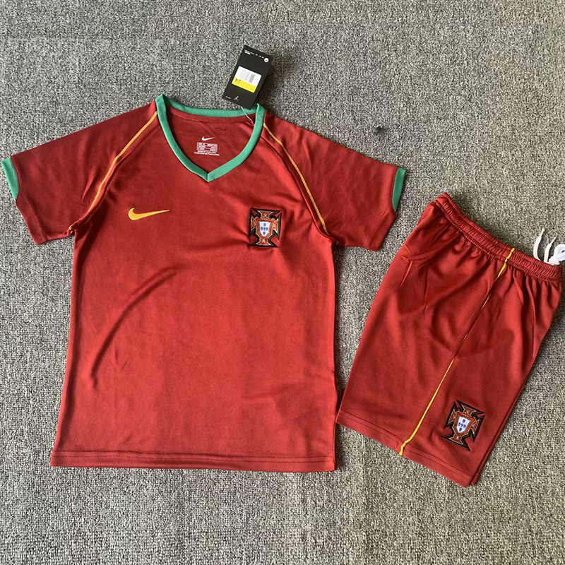 2006 Portugal Home Kids Retro Soccer Jersey