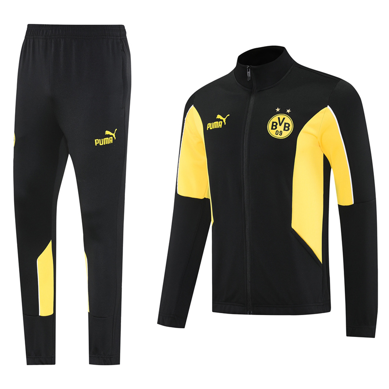 25-26 Dortmund Black Yellow Jacket Tracksuit #01