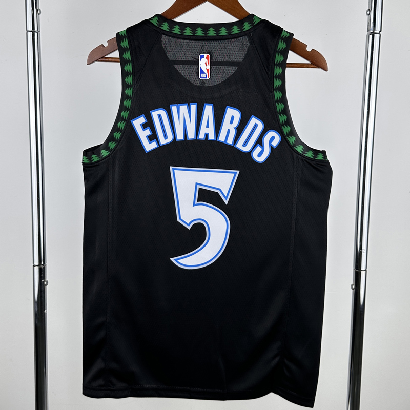 2017-2018 TIMBERWOLVES EDWARDS #5 Black Retro Top Quality Hot Pressing NBA Jersey