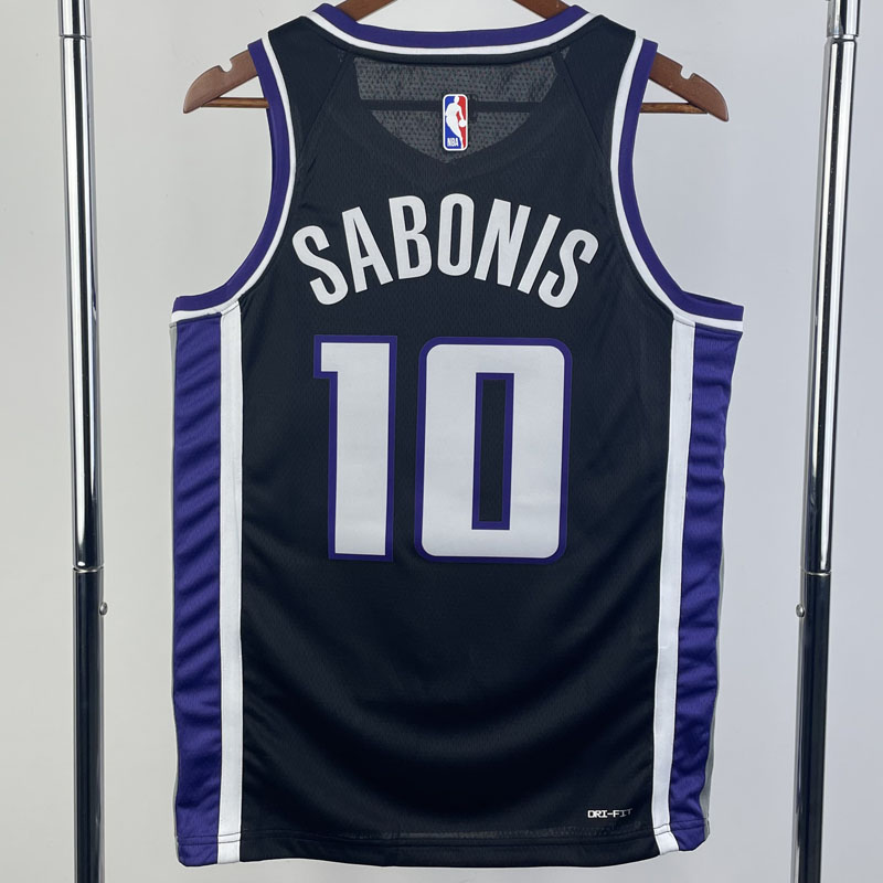 23-24 Kings SABONIS #10 Black Top Quality Hot P...