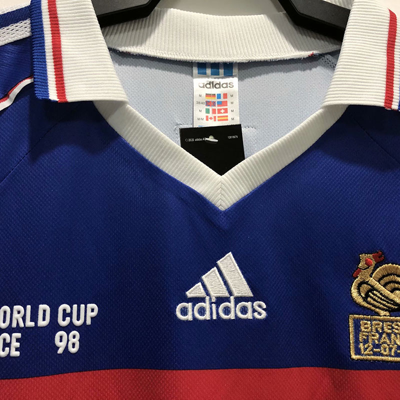 1998 France Home Long Sleeve Retro Soccer Jerse...