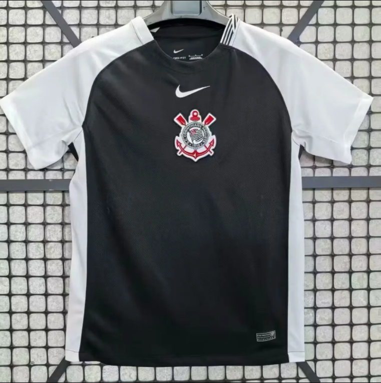 25-26 Corinthians Black Fans Soccer Jersey