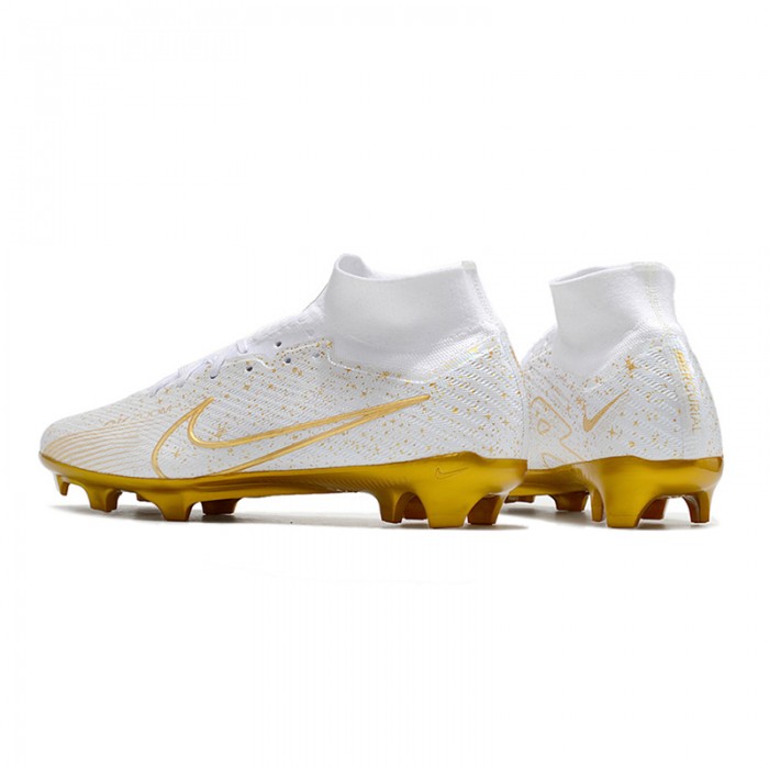 Air Zoom Mercurial Superfly IX Elite FG High Soccer Shoes-White/Gold-9498684