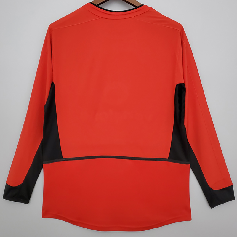 2002-2004 Man Utd Home Long Sleeve Retro Soccer...