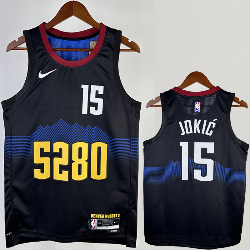 23-24 Nuggets JOKIC #15 Black City Edition Top ...