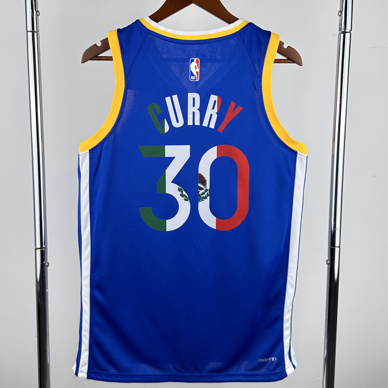 WARRIORS CURRY #30 Blue Top Quality Hot Pressing NBA Jersey (V领)
