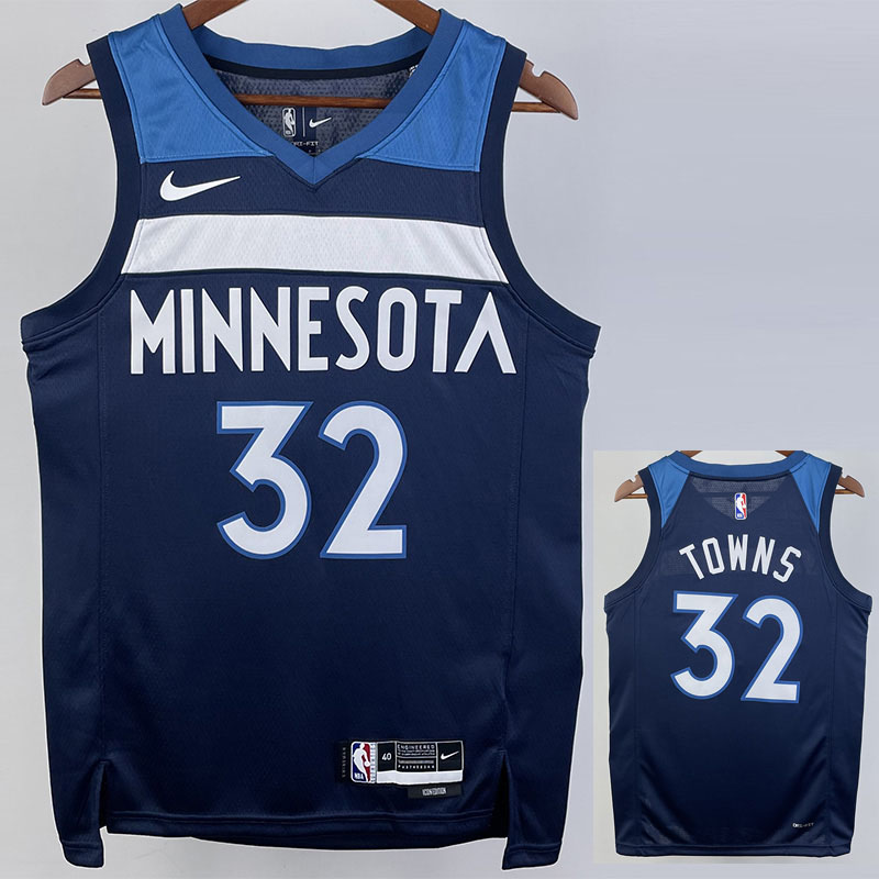 22-23 Timberwolves TOWNS #32 Blue Top Quality H...