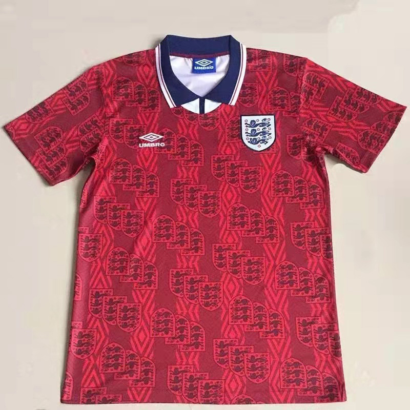 1994 England Away Red Retro Soccer Jersey