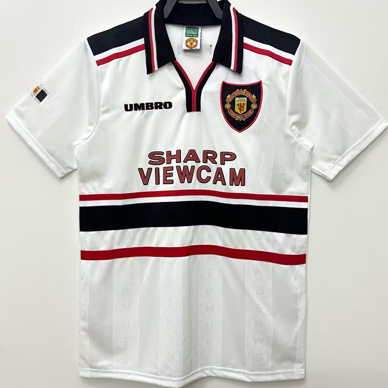 1998 Man Utd Away White Retro Soccer Jersey