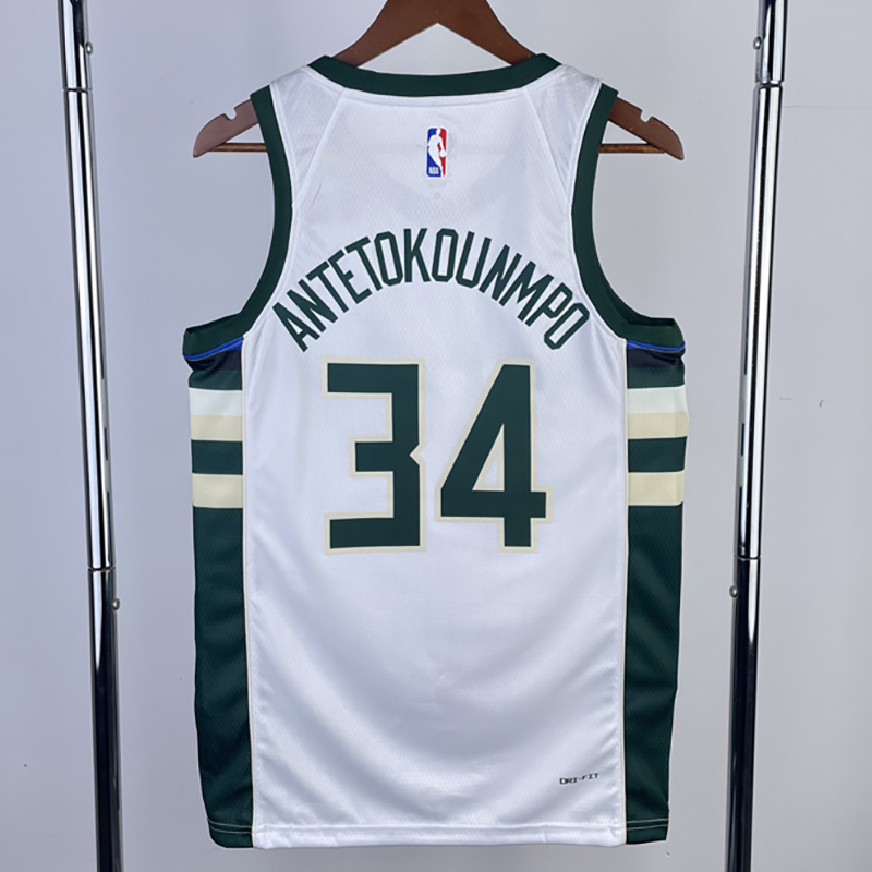 22-23 BUCKS ANTETOKOUNMPO #34 Home White Top Qu...