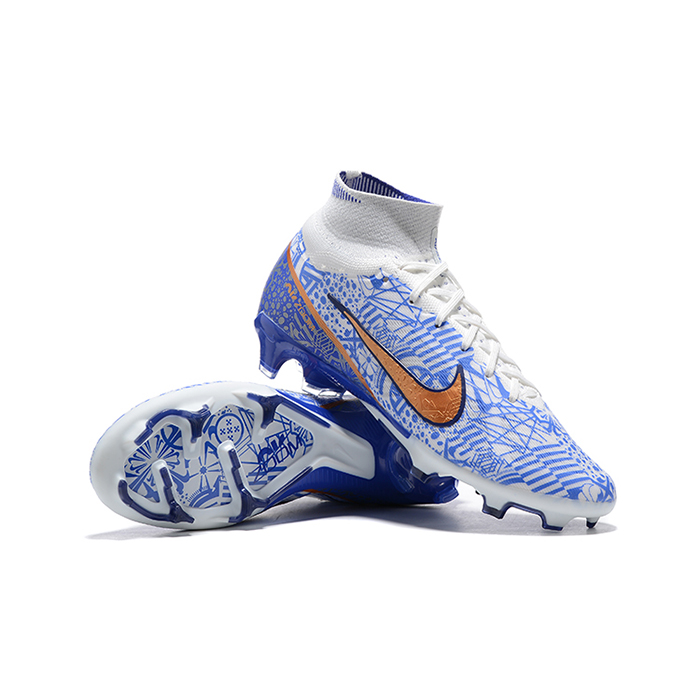 Air Zoom Mercurial Superfly IX Elite FG High Soccer Shoes-White/Blue-1776171